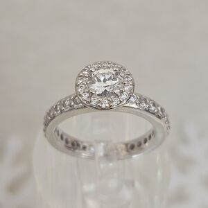 Tycoon 925 Silver Vintage Topaz Halo Topaz Band Wedding Ring Sz 5 US